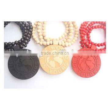 cheap price hip hop wooden large bead necklace