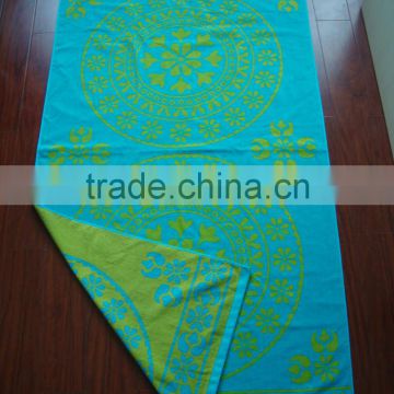 Professional factory 100%cotton yarn-dyed jacquard velour beach towel