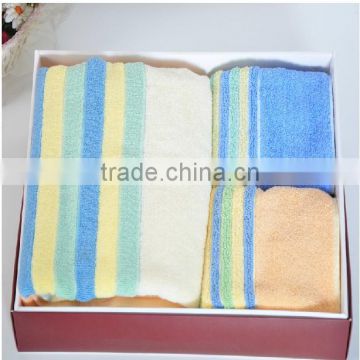 Blue/white stripe jacquard strip bath towel set