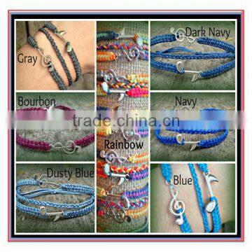 Charm Jewelry Hemp Music Bracelet - 3 in 1 Treble Clef and Eighth Note Charm Bracelet for Women photo-5