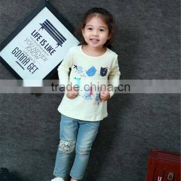 Hot sale cats printed white kids t shirts simple t-shirt