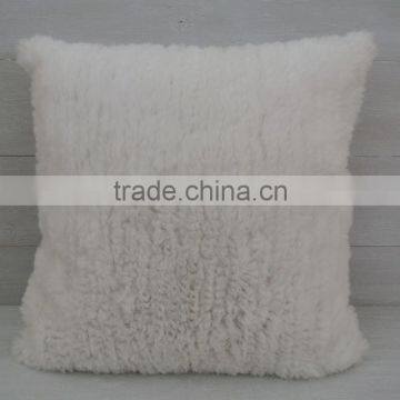 YR887 Hot Sale Knitted Rabbit Fur Blanket With Cushion Covers/Sofa Blankets photo-2