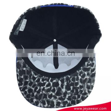 Unique Leopard fabric flat bill hip hop snapback cap