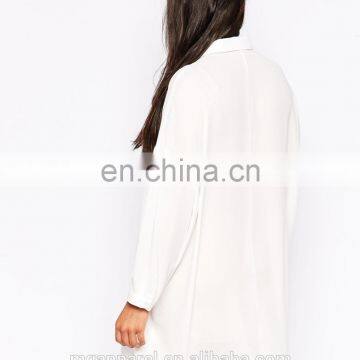 The Latest White Oversized Longline Chiffon Blouse for Women photo-3