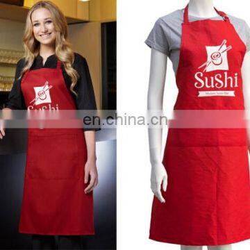 printing 100% cotton chef vintage apron with pocket in red color