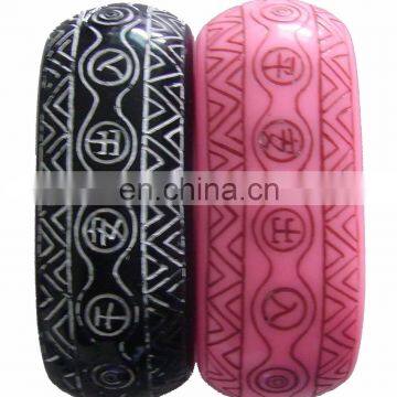 Chinese style retro pink/grey stripes bracelet bangles