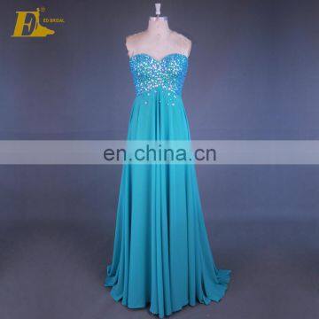 Bling Bling Beaded Crystal Sweetheart Neckline Chiffon Long Prom Dress