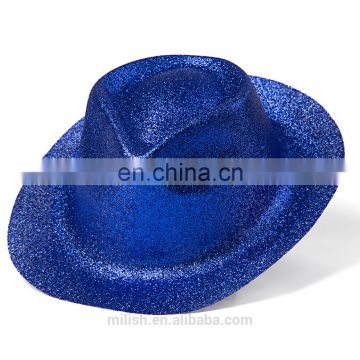 MH-2167 Party kit PVC Dark Blue Glitter Plastic Cowboy Fedora Hat