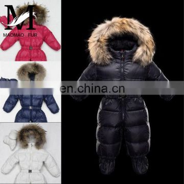 Cute Super Quality Lovely Child Down Overwear Kids Fur Hooded Coats