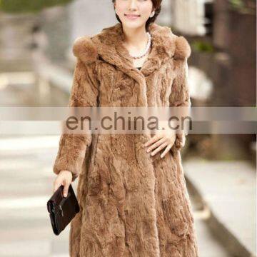 #00C075/lady luxury korean elegance style real rabbit fur coat jackets