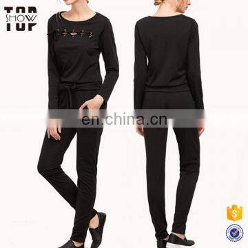 Women fashion custom lace up black sweat suits and track suits for women casual