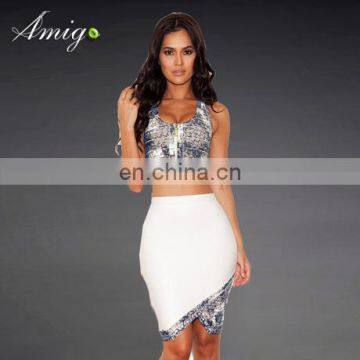 Fashion high quality women flower strapless tops & skirt dresses