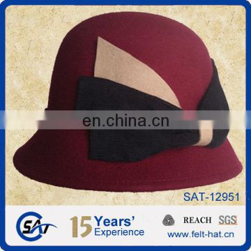 red Keshava autumn and winter fashion elegant short brim wool felt hat trend elegant fedoras dome bucket hats