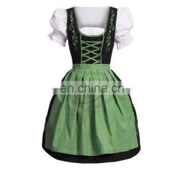 Womens Authentic German Mini Dirndl Oktoberfest Dress Ladies Costume Black Green (Traditional Dress)