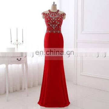 Wholesale Crystal Beaded Red Mermaid Evening Gowns Evening Dresses LX350