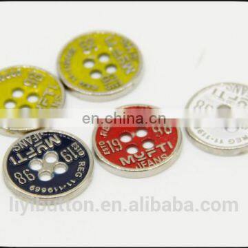 fancy sewing button, spray colorful oil metal four holes button for clothing