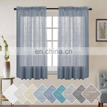 Rod Pocket Linen Semi Sheer Curtains Textured Drapes for Bedroom