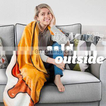 High Quality Fuzzy Pizza Shape Sublimation Blanket Funny Blankets photo-6