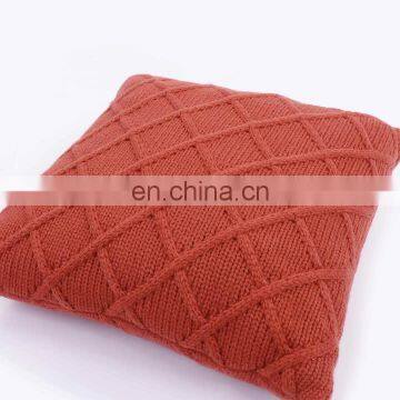 Fashion soft jacquard diamond geometric pattern knitted cushion cover for sofa