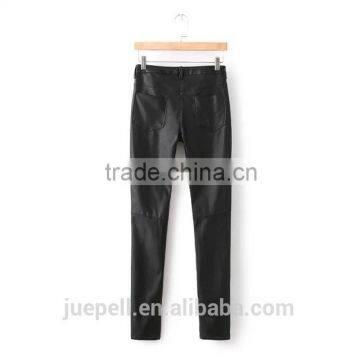 OEM Plus Size Clothing 2015 New Arrival Black Long Leather Pants for Women photo-5