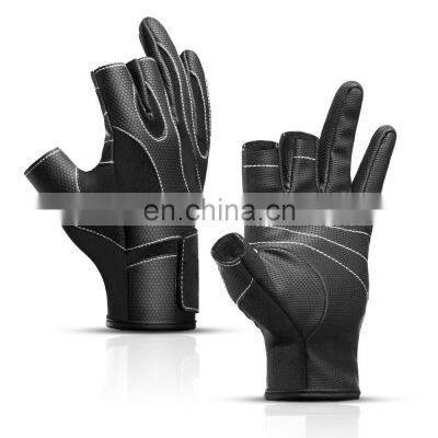 Outdoor Sports Open Three Finger Fishing Gloves Anti Slip Wear-resistant Riding Half Finger Fishing Equipment