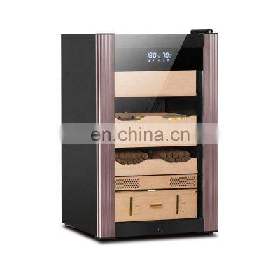 Custom Humidifier Fridge Black Gold Cigar Cabinet Electric Cigar Humidor Cedar Wooden