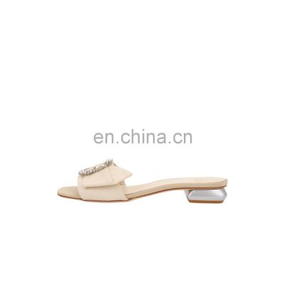 Ladies unique and stylish flat design with embellished crystal stones shape like ring sandals low heel open toe sandal