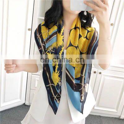 Wholesale Spring and Summer New Artificial Silk Female Scarf 90cm Satin Square Silk Scarf Sunscreen Beach Towel photo-2