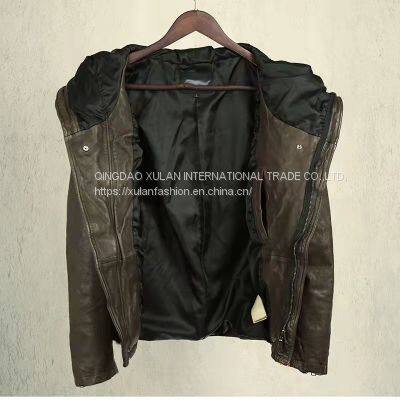 NEW FASHION 2022AW MEN'GENUINE LEATHER WASHED LAMBSKIN LEATHER JACKET photo-3