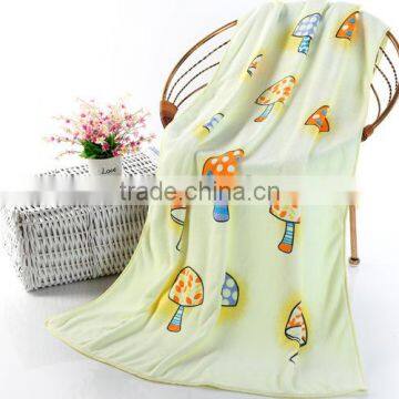 2015 new style quick dry super soft cartoon mushroom design cotton baby bath towel