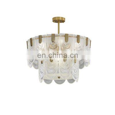 European Copper Crystal Golden Hanging Pendant Light luxury Hotel Chandelier LED Decor Lamp