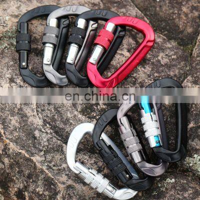 JRSGS Custom Aluminum Climbing Screw Locking Carabiner 12kN Climbing Gear Gym Carabiner Clips Screwgate Snap Hook S7803