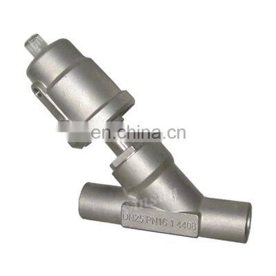 Stainless Steel Sanitary Thread Ends Angle Seat Valve with Pneumatic Actuator