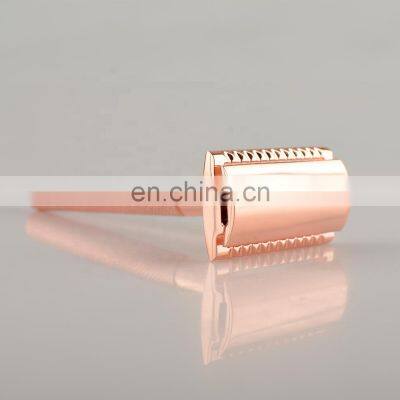Mens Best Choics Shaver Matte Rose Gold Brass Metal Handle Double Edge Blade Safety Shaving Razor photo-3