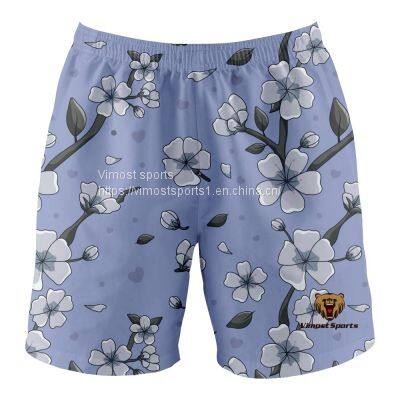 2022 Custom Sublimation Purple Shorts of Flowers Pattern