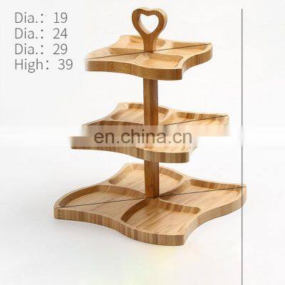 Wedding birthday elegant natural wood dessert and cake tray buffet bakery unique display stand holder set