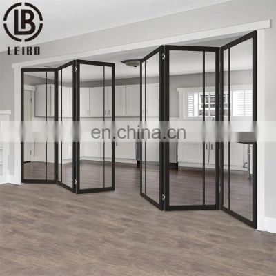 Commercial Thermal Break Double Glazing Aluminum Narrow Frame Interior Patio Glass Bi-Folding Doors Soundproof Accordion Door