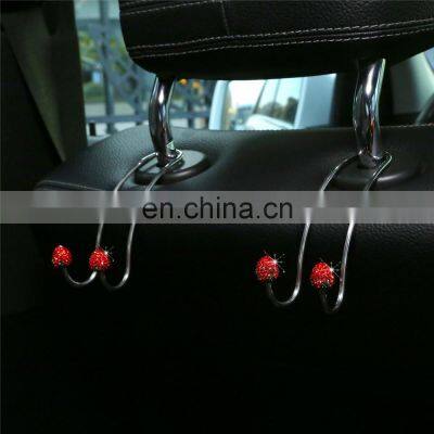 2pcs Stainless Steel Car Hanger For Bags Universal Seat Headrest Rhinestones Auto Hooks Car Hangers Bling Interior