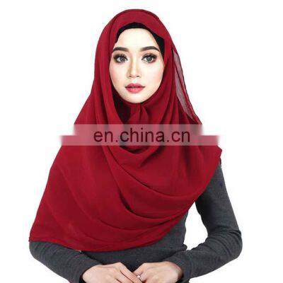 Wholesale Plain Women Scarf Georgette Kuwaiti Chiffon Hijab photo-2