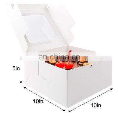 Wholesale Cheap Gift Cake Box Container Packages White Cardboard Desert Cake Packaging Custom Printed Cake Box with Clear Window