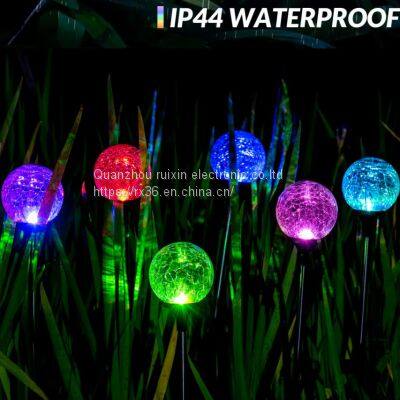 Decoration Color-Changing Outdoor Landscape Garden Solar Crackle Glass Ball Globe Lights photo-3