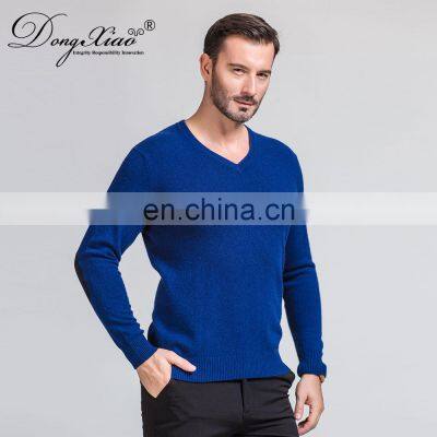 High Quality 100% Merino Wool V-Neck Knitted Sweater for Men Basic Style Plus Size Solid Pattern photo-5