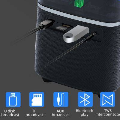 2023 Latest 8 Modes Colorful RGB LED Light Wireless TWS Speaker Couplet Portable Outdoor Bluetooth 15 Meter Hands-free Speaker photo-6