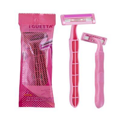IGUETTA Twin Blades Women Razor Germany Blades Plastic Handle Bikini Razor Pink Safety Body Hair Remover Blades GF2-1707