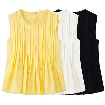 New women's summer doll shirt, round neck sleeveless top