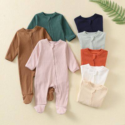 Macac?o infantil para recém-nascidos com manga comprida, pés cobertos, ideal para crawlear e usar como pijama, feito de algod?o