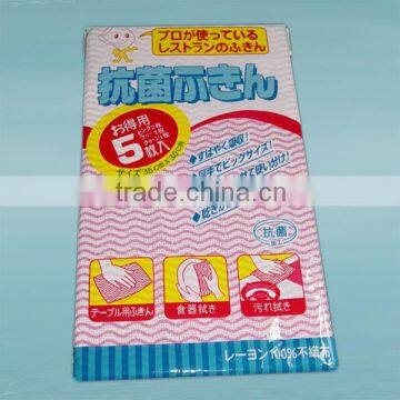 household spunlace non-woven disposable pattern printing kitchen wipe by viscose polyester material