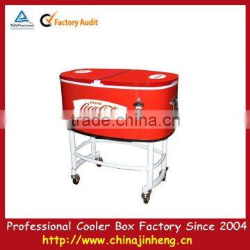 Metal beer cooler with wheel