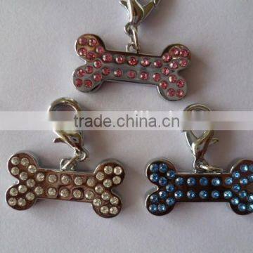 Pet Jewelry Fashional Zinc Alloy Rhinestone Bone pendant Charms