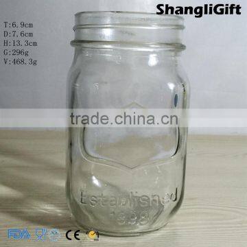 470ml Clear Mason Jar No Handle For Beverage Salad Custom Logo Glass